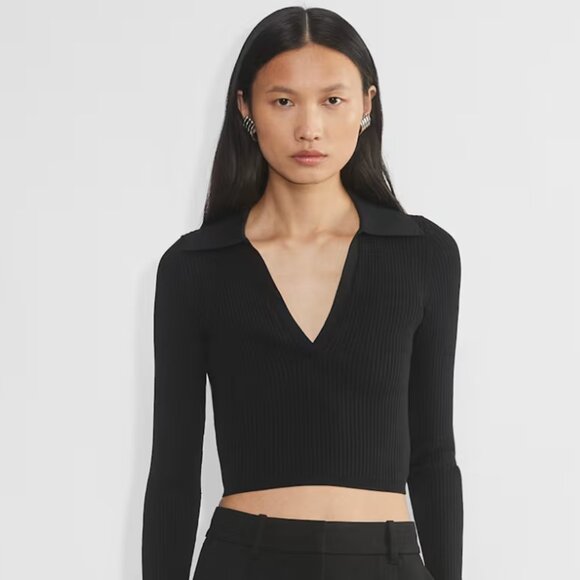 Sculpt Knit Polo Longsleeve 2xs - Picture 1 of 5